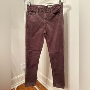 Anthropologie Adriano Goldschmied lavender/grey velvet high rise pant.